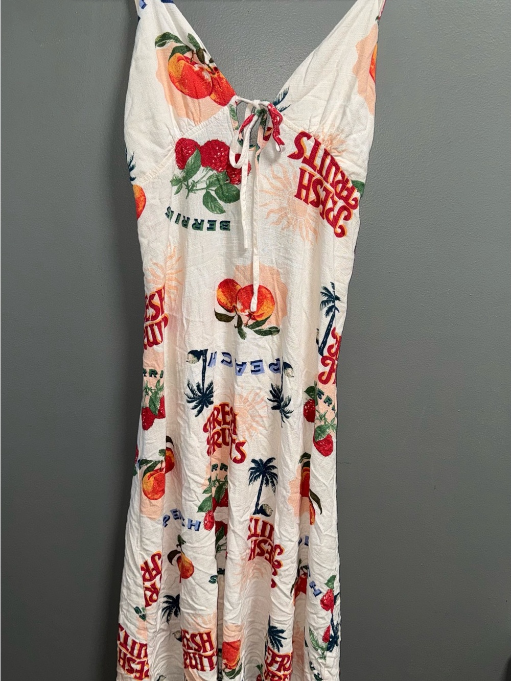 Anthropologie White Fruit Print Maxi Dress